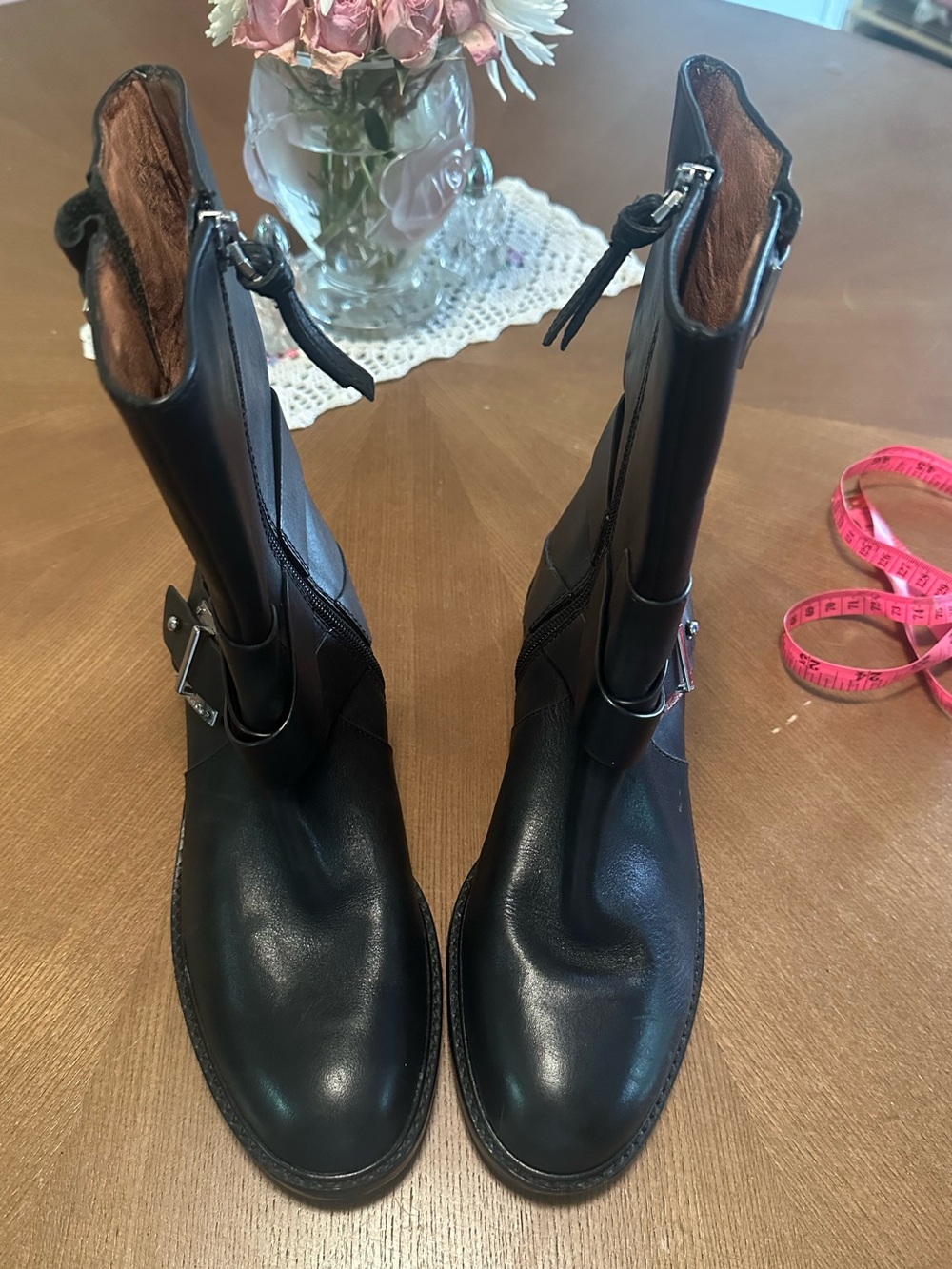 Louis Et Cie Black Leather Moto Valencia Round Toe Boots - Picture 11 of 15